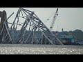 Baltimore Francis Scott Key Bridge Collapse Site on Day 30 after being struck by the Dali