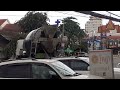 How a Cement Truck Goes Under Electric Wires