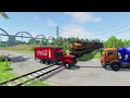 Impossible Weird Spiral Rail Tracks Vs Trains Crossing Deep Water Pothole - BeamNG.Drive