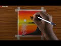 Sunset drawing | Sunset drawing with oil pastels | Drawing sunset easy