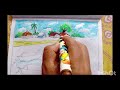 River side Village scenery drawing with boat||nadir pare gramer drisso ||Boat & Village scenery draw