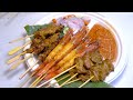 Tasty Thai Street Snacks | Satay Pork , Fish Cake , Rice Noodle Roll , Spring Roll , Sukiyaki