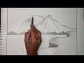 How to draw beautiful mountains lake || beautiful mountains scenery