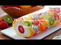 Beautiful Fruit Jelly Roll cake. 🍓🥝🍊🍋🥭🍇 / Cup measure