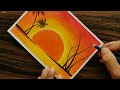 Dolphin Sunset scenery drawing with Oil Pastels for beginners - step by step