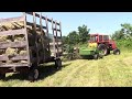 Baling Hay In The Mountains of Virginia - Massey Ferguson 1105 & John Deere 348 Baler w/ 42 Kicker