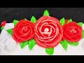 SQUARE □ Shape Cake Decoration | Beautiful Red Flowers Cake | Birthday Cake | By Chef Fayyaz