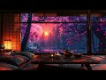 4k 🌸 Tranquil Sunset and Cherry Blossoms: Traditional Japanese Villa 🏯 | Relaxing Music Ambience 🎶
