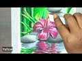 Spring water and Hibiscus 🌺 Oil Pastel Drawing | Canvas Art