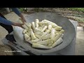 Harvesting Bamboo Shoot, Processing bamboo shoots, selling bamboo shoots || My Bushcraft