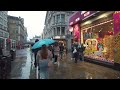 ☔️ 2 Hours of London Rain 🍁 Autumn Evening Rain Walk of Wet London Streets 🌧️ 4K Binaural