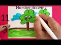 HOW TO DRAW  TREES WITH NUMBERS # easy step by Step tree drawing#easy drawing