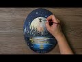 How to Paint Abstract Gold Moon｜How to Make a Beautiful Painting