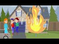 caillou burn the house and run away to the train station, grounded