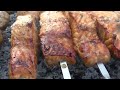 SALMON on the GRILL. SKEWERS of FISH.  ENG SUB.