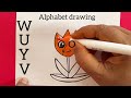 How to draw Tulip flower with Alphabet’s # Step by step Drawing for children#how#easy#simple