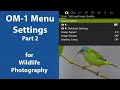OM1 camera menu settings for wildlife photography. Part 2