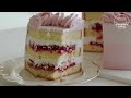 Raspberry  whipped cream cake