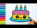 How to Draw cute and easy cake | Easy Drawing, Painting and Coloring for Kids & Toddlers