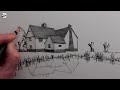 How to Draw a House in a Landscape: Pencil Drawing