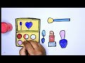 Rainbow Makeup Tools Drawing For Kids, Toddlers l Learn to Draw makeup Tools Step By Step
