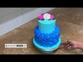 So Beautiful Flowers Cake Blue Colou Mein  Double Story | Simple Two Tier Cake | Birthday Cake
