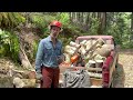 Cutting Firewood and Logging Firewood Logs Yarding Skidding with a Ford Ranger