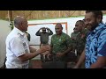 Fijian President Major-General (Ret'd) Konrote meets the RFMF Engineers based in Nabouwalu, Bua.