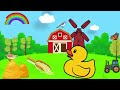 learn Farm animals | What do farm animals eat? |  vocabulary in English | toddler educational videos