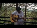 Acoustic Bass Guitar bass slapping unplugged (outdoor sound)