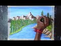 Beautiful Landscape Drawing / Mountain And River  Drawing Tutorial / Acrylic Painting