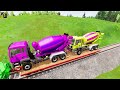 TRANSPORTING PIXAR CARS & FRUITS WITH COLORED & JOHN DEERE vs CLAAS vs TRACTORS - BeamNG.drive#15