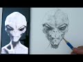 Drawing an Alien Head Step by Step