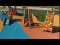 elevated view of slides swings in the park children outdoor play recreation concept