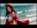 Beach Melodies: Music Channel with a Beautiful Wild Girl Embracing the Sea