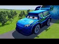 Big & Small Pixar Cars VS Iron Man the Tank Engine Train - BeamNG.drive