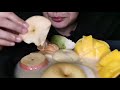 ASMR FRESH FRUIT PLATTER WITH CONDENSED MILK | NO TALKING VIDEO | EATING SOUNDS