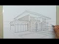 how to draw house in 2 point perspective #twopointperspective #drawingperspective #architecture