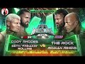 WWE WRESTLEMANIA 40 XL CODY RHODES & SETH ROLLINS VS THE ROCK & ROMAN REIGNS OFFICIAL MATCH CARD