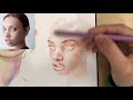 Real-time(ish) COLORED PENCIL Portrait Process🖍|Study w me!