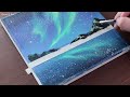 Northern Lights Aurora / Easy acrylic painting for beginners / PaintingTutorial / Painting ASMR