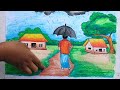 বর্ষা কালের দৃশ্য, How to rainy season scenery step by step easy