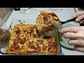 Homemade lasagna with two exceptional sauces