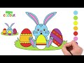 Learn to draw a BUNNY with some Easter eggs. Drawings for children.