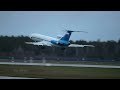 Tupolev Tu-154 taking off, late turning on the lights. Legendary aircraft in action.