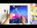 Moonlight Scenery | Acrylic painting for beginners step by step | Paint9 Art