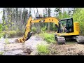 Clearing a Large Beaver Dam Threatening Highway 11 with the Caterpillar 314 Excavator!