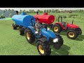 Transport of Colors! LANDINI Tractors Transportation and Hard Job on Water Slide w/ Trailers! FS22