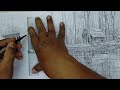 How To Draw Fishing Boat House In A Scenery Art : A Easy Pencil Landscape Scenery