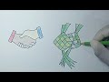 painting and drawing shaking hands | drawing Eid ketupat
